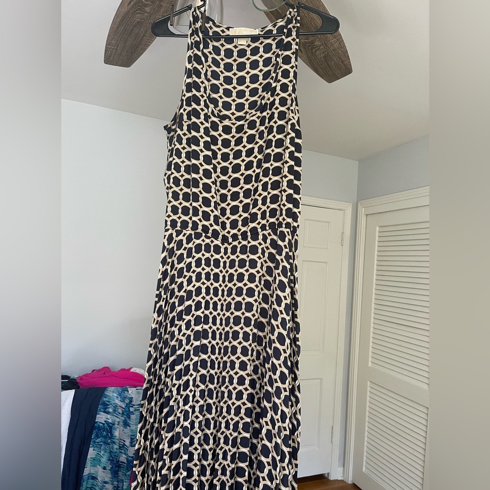Michael Kors Navy & Gold floor length dress Women’s size Medium